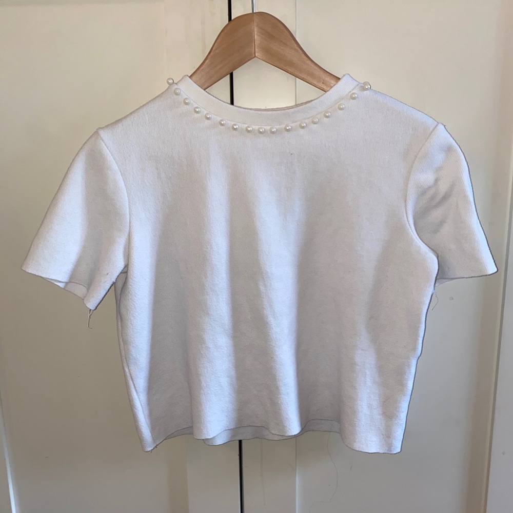 Zara croptop with pearl trim